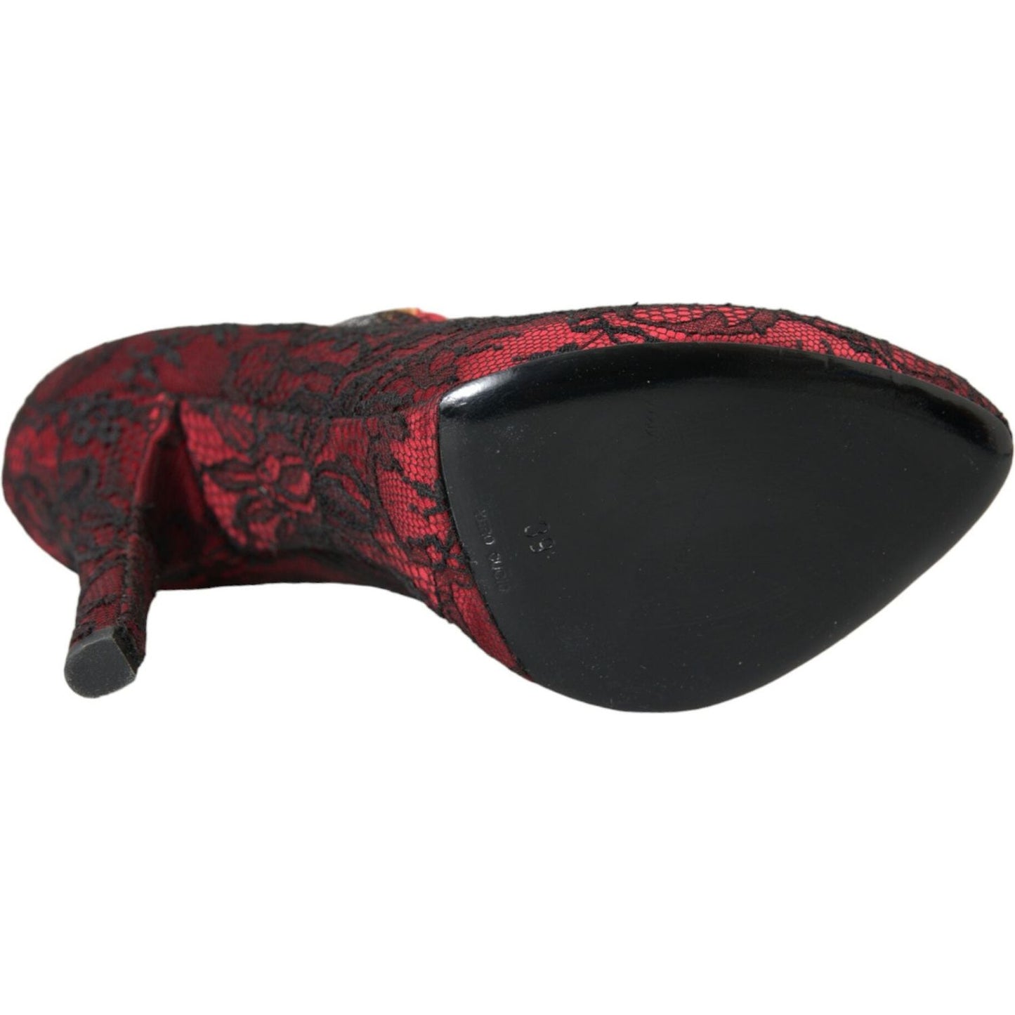 Dolce & Gabbana Red Black Floral Lace Mary Jane Pumps Shoes Dolce & Gabbana Dark Slate Gray