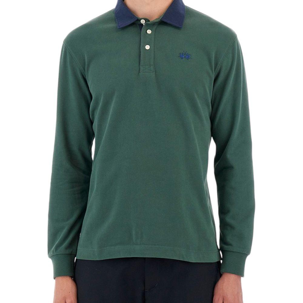 La Martina Green Cotton Polo Shirt La Martina Dark Slate Gray