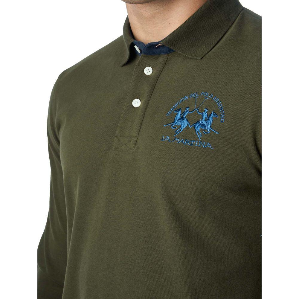 La Martina Green Cotton Polo Shirt La Martina Dark Slate Gray