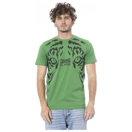 Cavalli Class Green Cotton Men T-Shirt