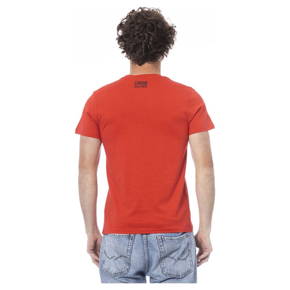 Cavalli Class Red Cotton Men T-Shirt Cavalli Class Chocolate