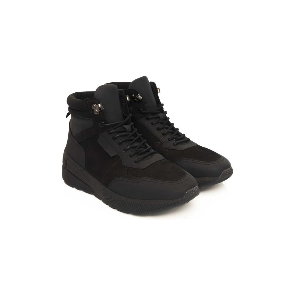 Cerruti 1881 Black Leather Men Sneaker CE-24441-EU41/US8