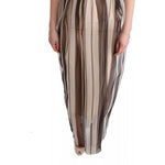 Dolce & Gabbana Beige Brown Striped Silk Sheath Dress