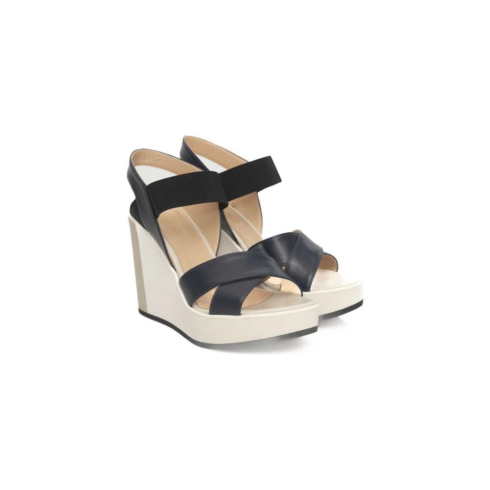 Cerruti 1881 Blue Calfskin Women Sandal