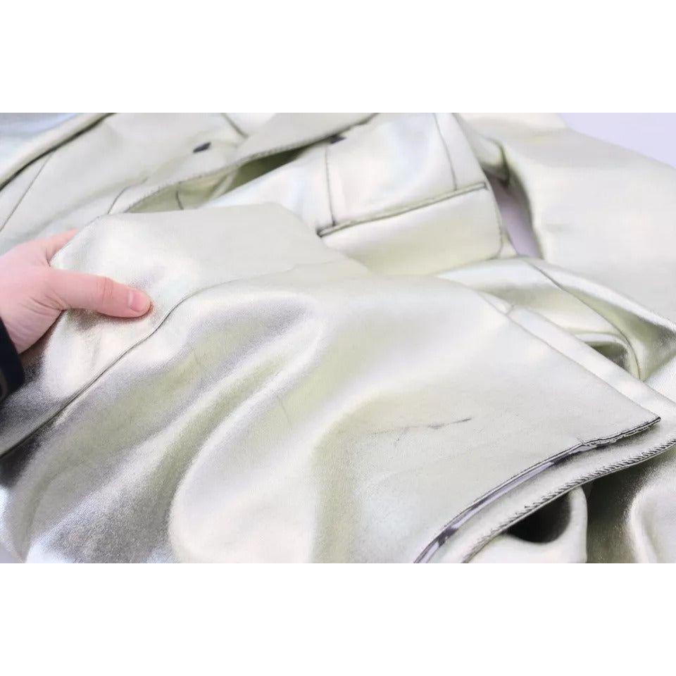 Dolce & Gabbana Gold Viscose Long Double Breasted Jacket Dolce & Gabbana Light Gray