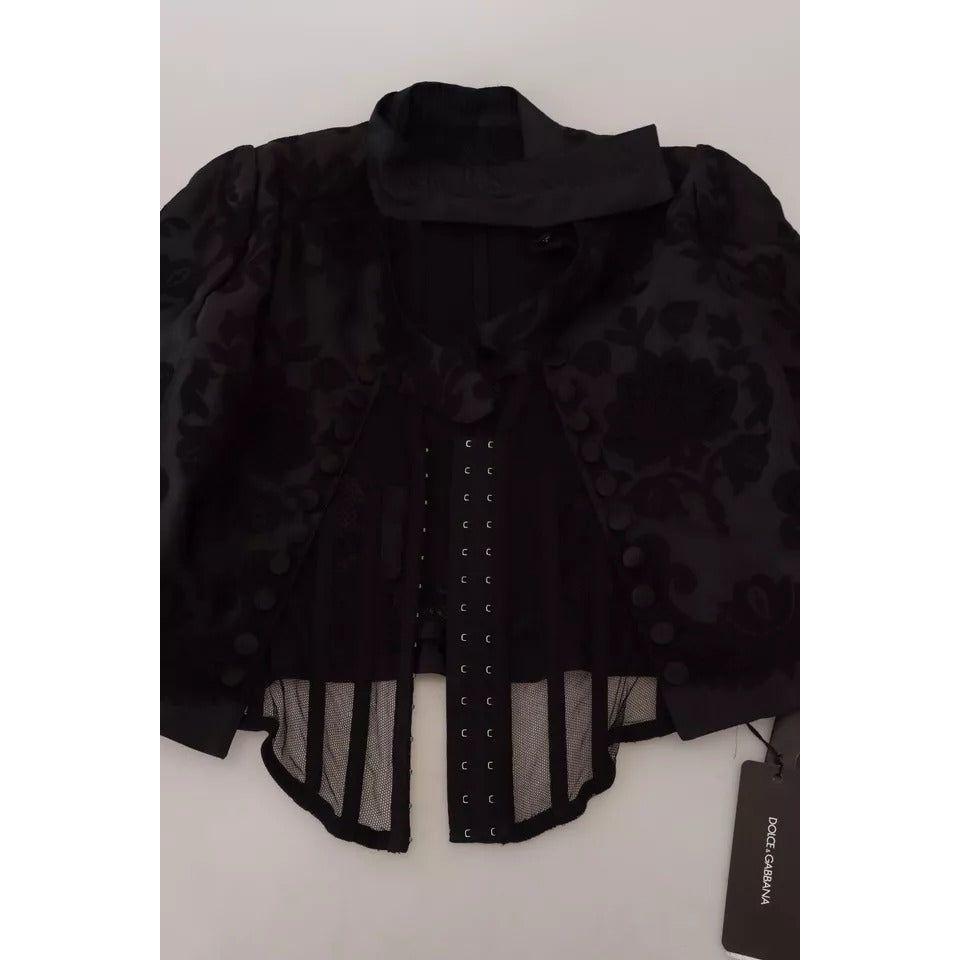 Dolce & Gabbana Black Lace Sheer Corset Organza Silk Jacket Dolce & Gabbana Black