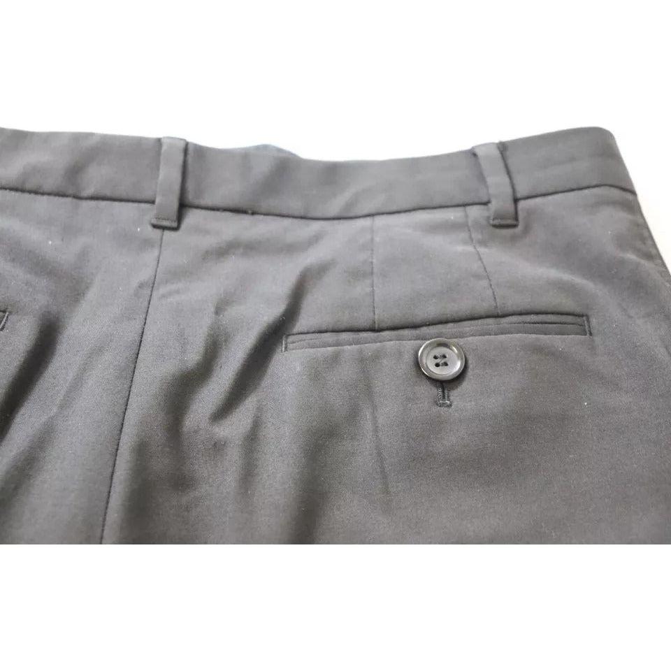 Dolce & Gabbana Black High Waist Tapered Trouser Pants Dolce & Gabbana Light Slate Gray