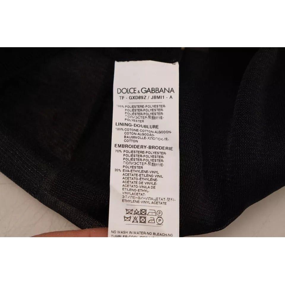 Dolce & Gabbana Black Polyester Logo Men Pullover Sweater Dolce & Gabbana Black