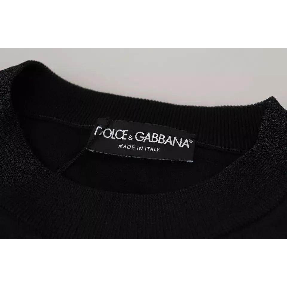 Dolce & Gabbana Black Polyester Logo Men Pullover Sweater Dolce & Gabbana Gray