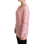 Dolce & Gabbana Pink V-neck Women Pullover Cashmere Sweater TSH6696-40