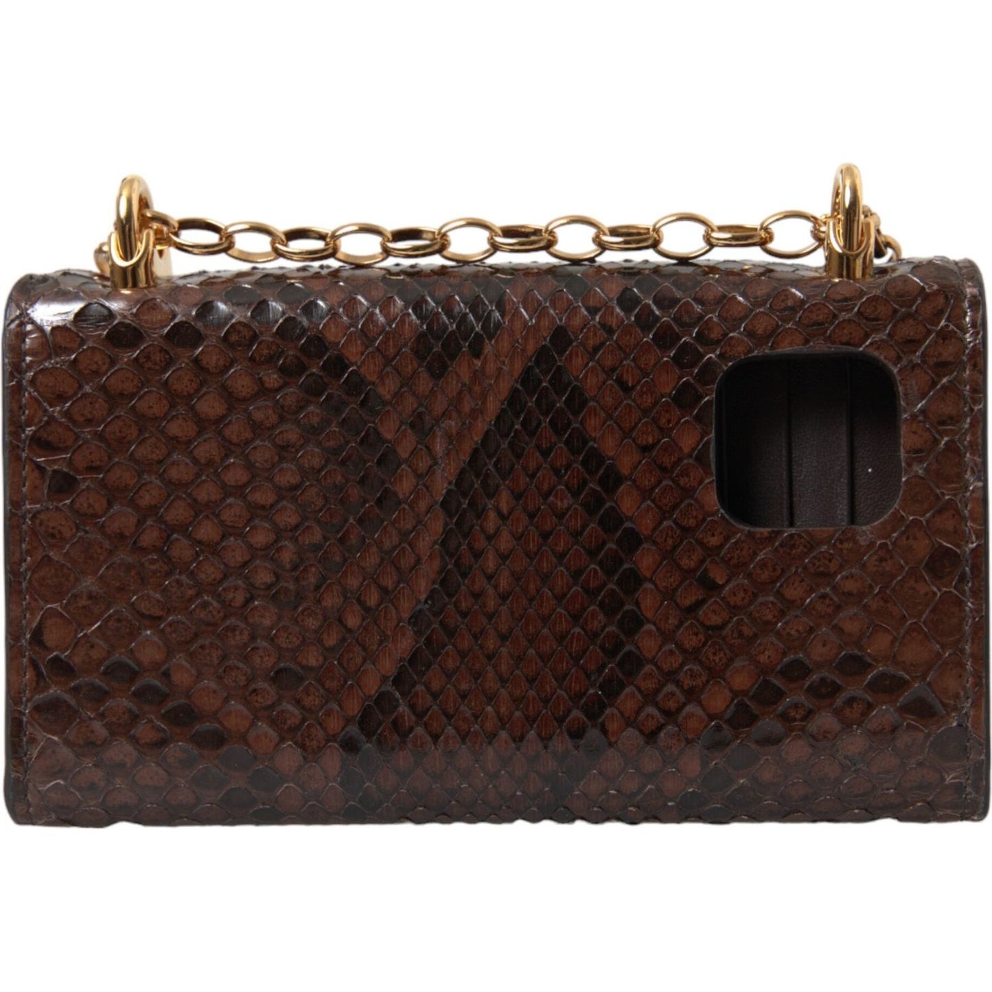 Dolce & Gabbana Brown Python Leather DG Girls Crossbody Phone Bag Dolce & Gabbana Dark Slate Gray