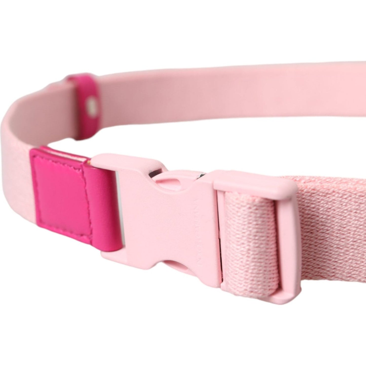 Dolce & Gabbana Pink Canvas Stretch Plastic Buckle Women Belt Dolce & Gabbana Pink