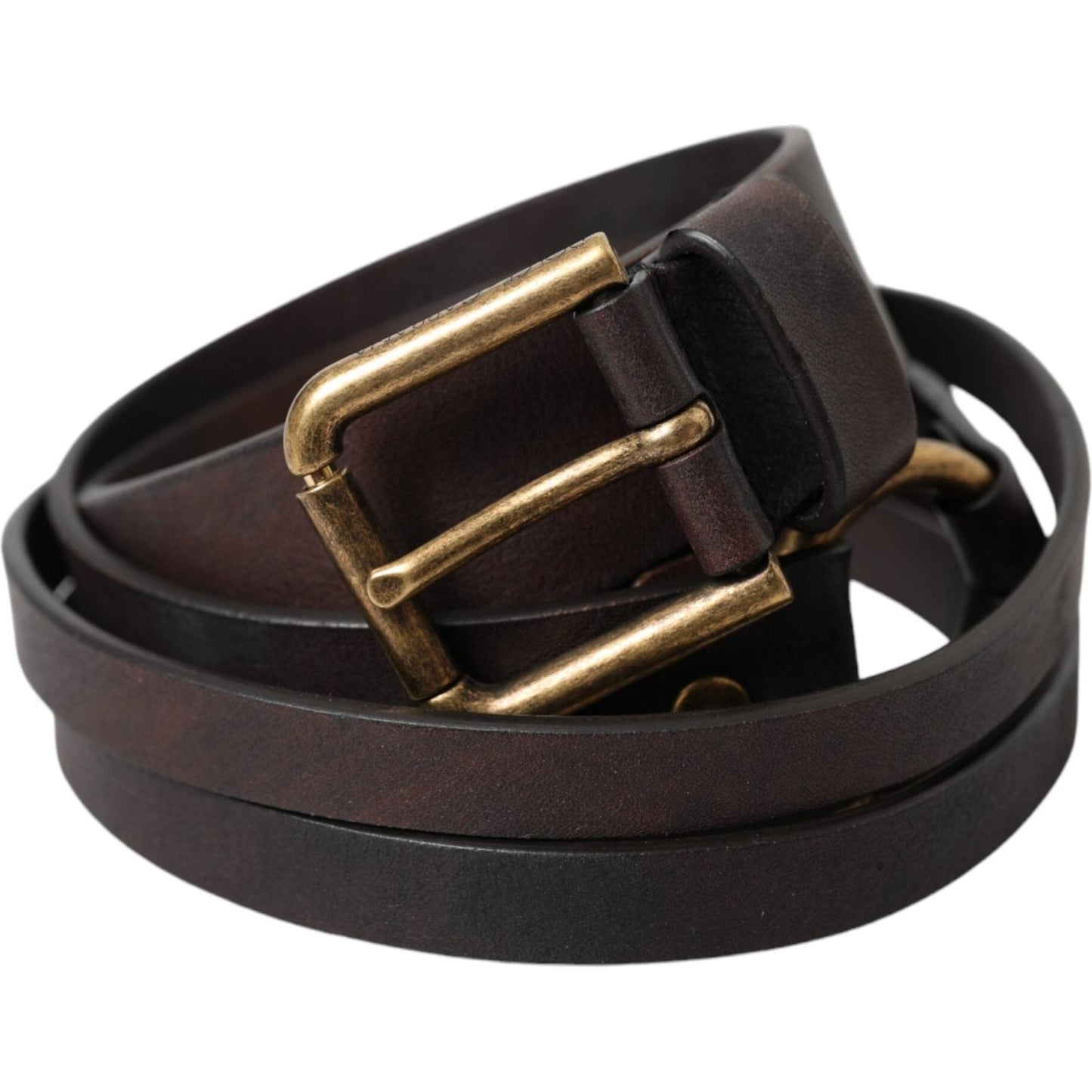 Dolce & Gabbana Dark Brown Leather Gold Metal Buckle Women Belt Dolce & Gabbana Dark Slate Gray