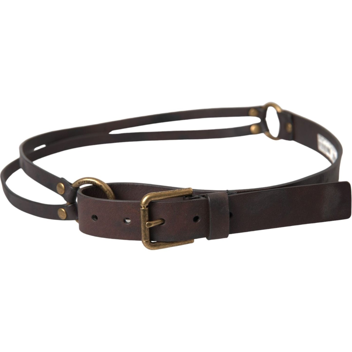 Dolce & Gabbana Dark Brown Leather Gold Metal Buckle Women Belt Dolce & Gabbana Dark Slate Gray