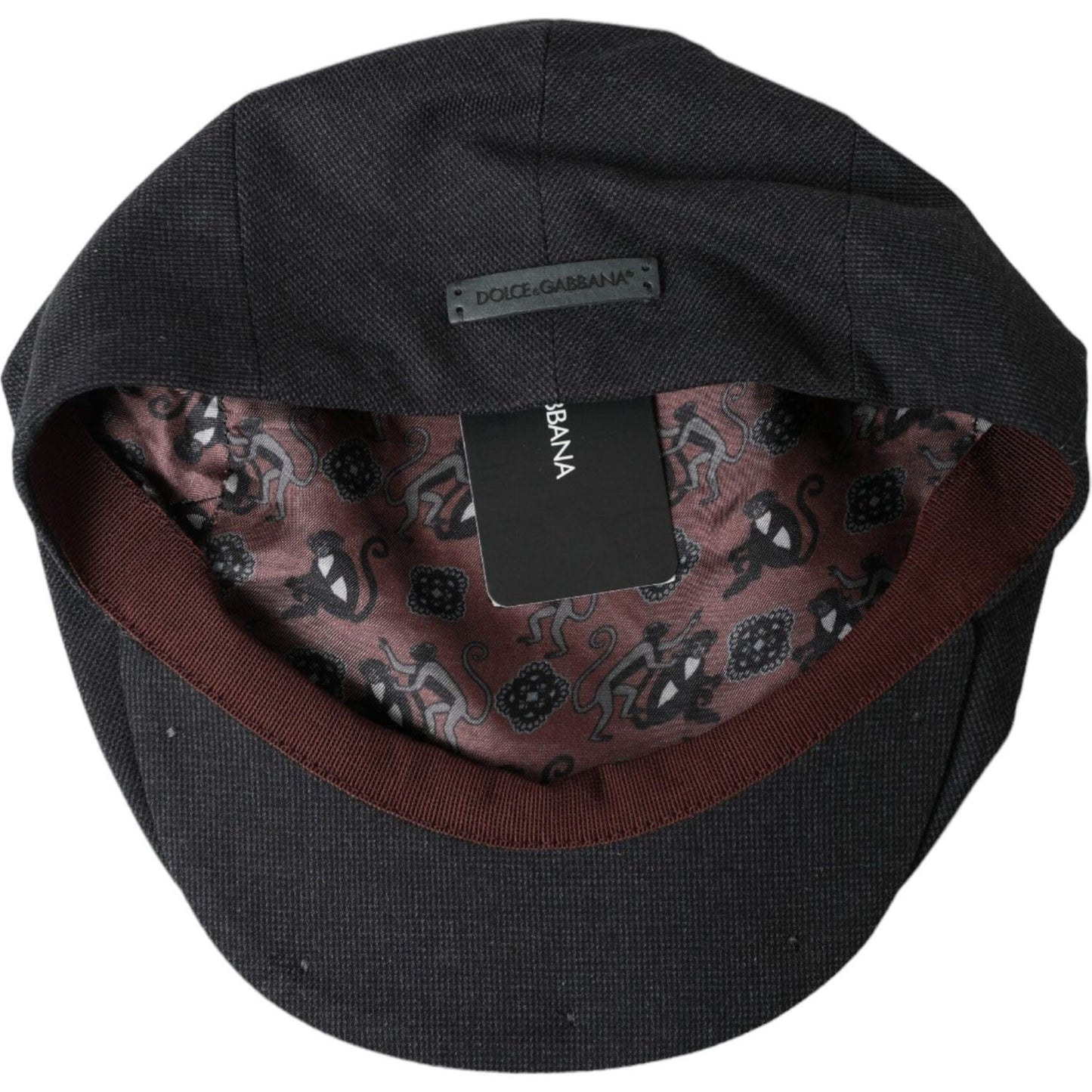 Dolce & Gabbana Gray Cotton Cloth Newsboy Hat Men Dolce & Gabbana Dark Slate Gray