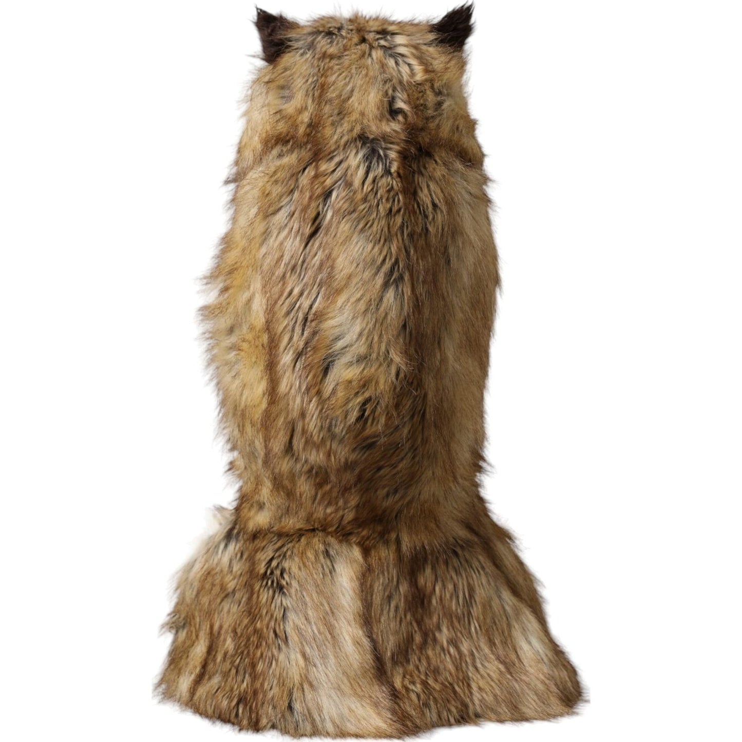 Dolce & Gabbana Brown Owl Faux Fur Whole Head Cap Hat Dolce & Gabbana Dim Gray