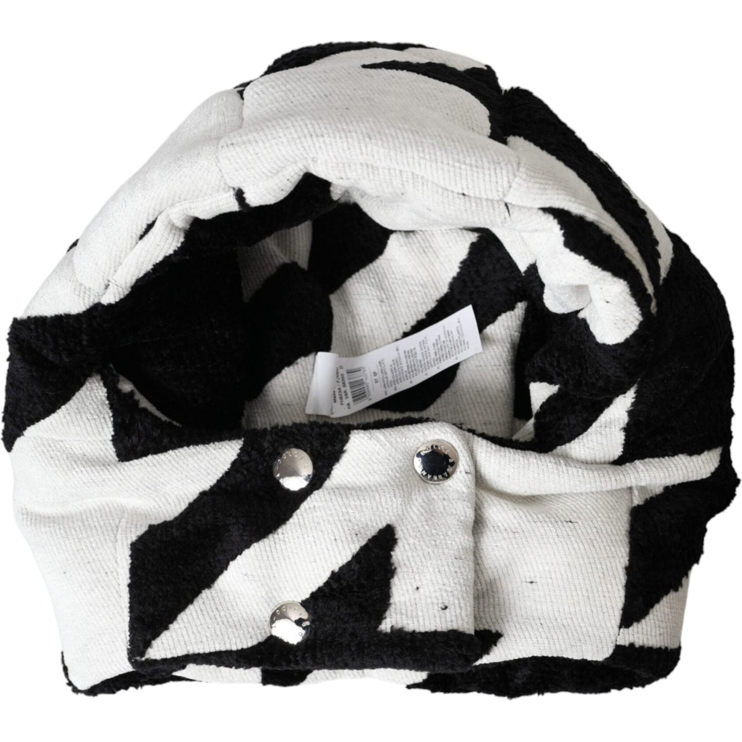 Dolce & Gabbana Black White Wool Whole Head Wrap Hat Dolce & Gabbana Black