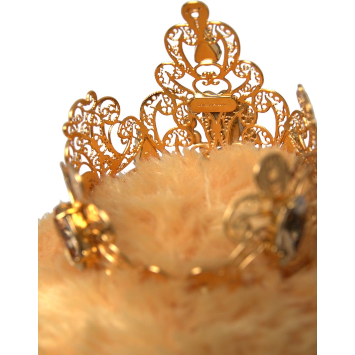 Dolce & Gabbana Brown Teddy Bear Gold Crystal Crown Hair Band Diadem Dolce & Gabbana Chocolate