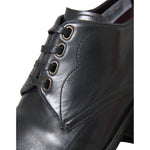 Dolce & Gabbana Black Leather Derby Formal Dress Men Shoes MV5760-43