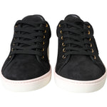 Dolce & Gabbana Black Suede Leather Men Low Top Sneakers Men Shoes MV5687-39.5