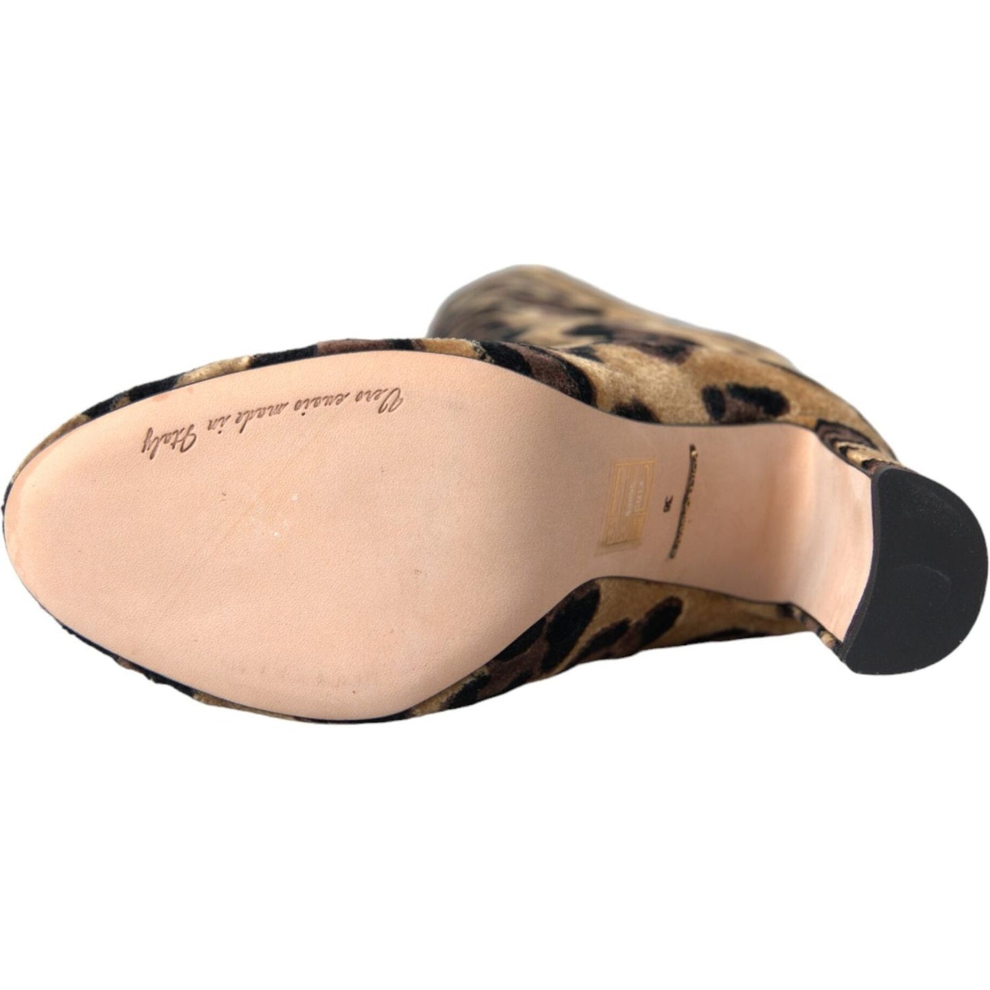 Dolce & Gabbana Brown Giraffe Velvet Leather Boots Shoes Dolce & Gabbana Tan