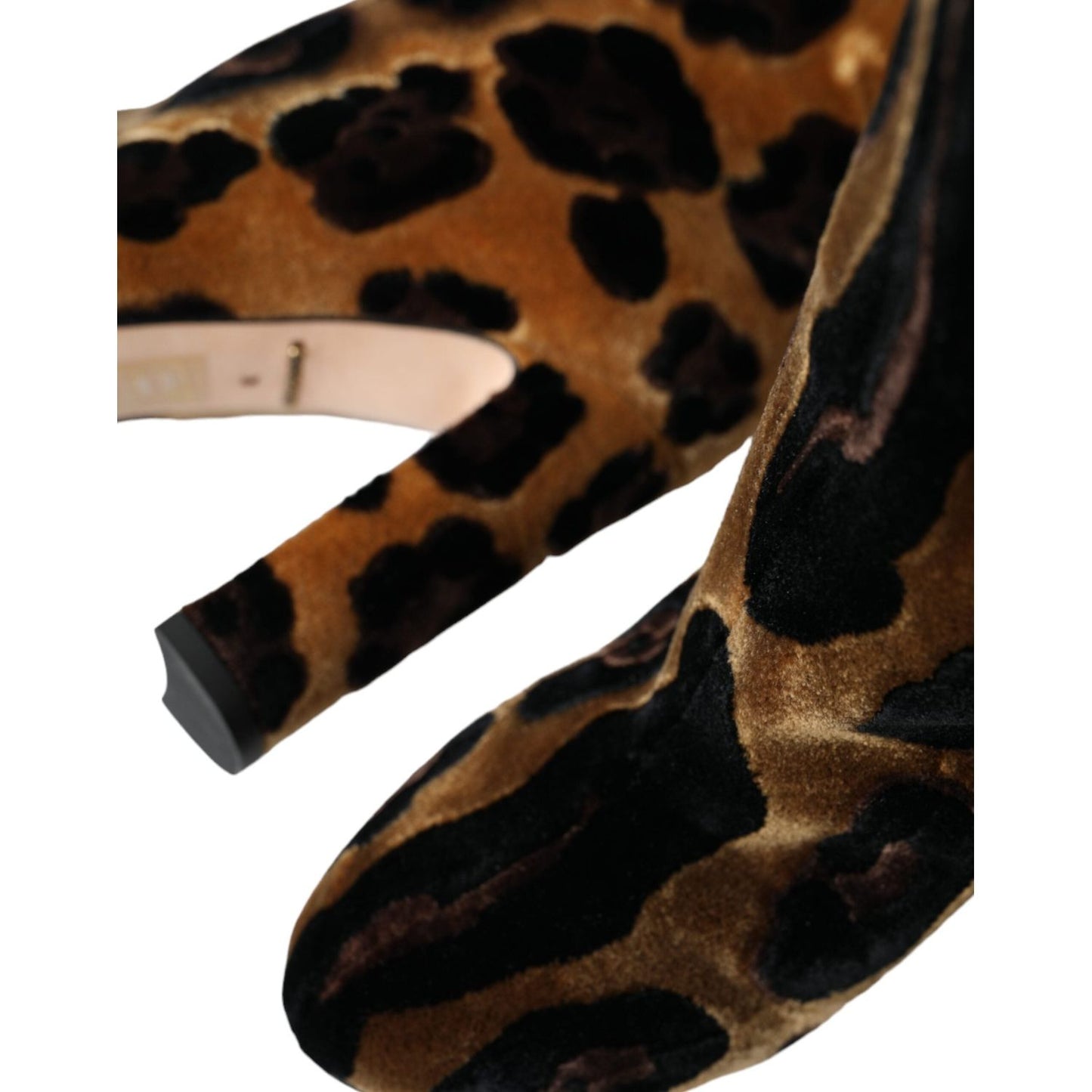 Dolce & Gabbana Brown Giraffe Velvet Leather Boots Shoes Dolce & Gabbana Black