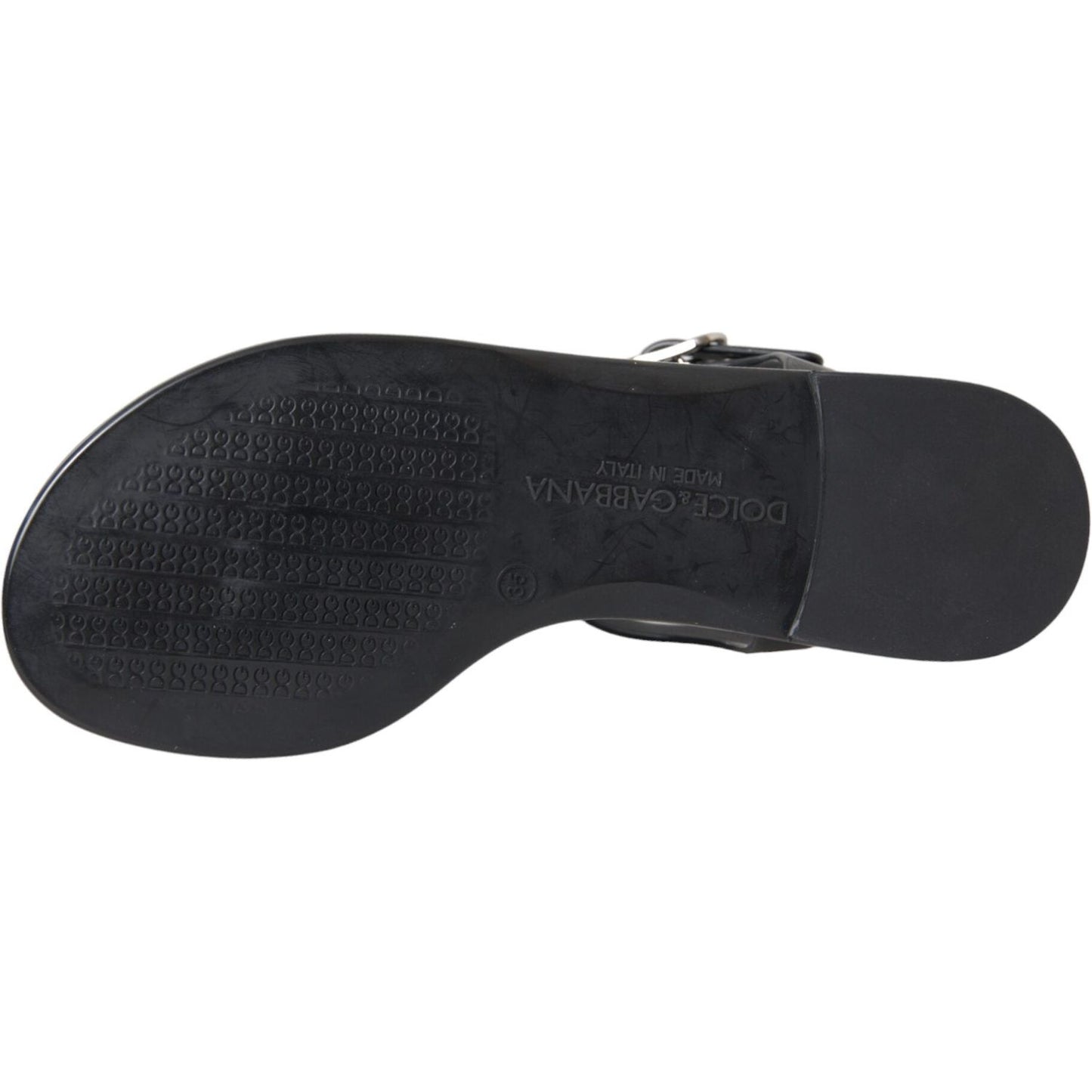 Dolce & Gabbana Black Crystal Flats Sandals Flip Flops Shoes Dolce & Gabbana Dark Slate Gray