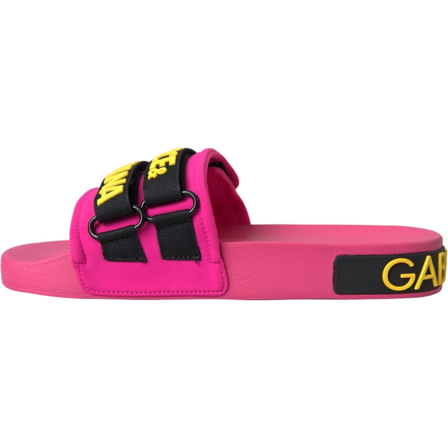Dolce & Gabbana Pink Black Logo Beachwear Flats Sandals Shoes Dolce & Gabbana Violet Red