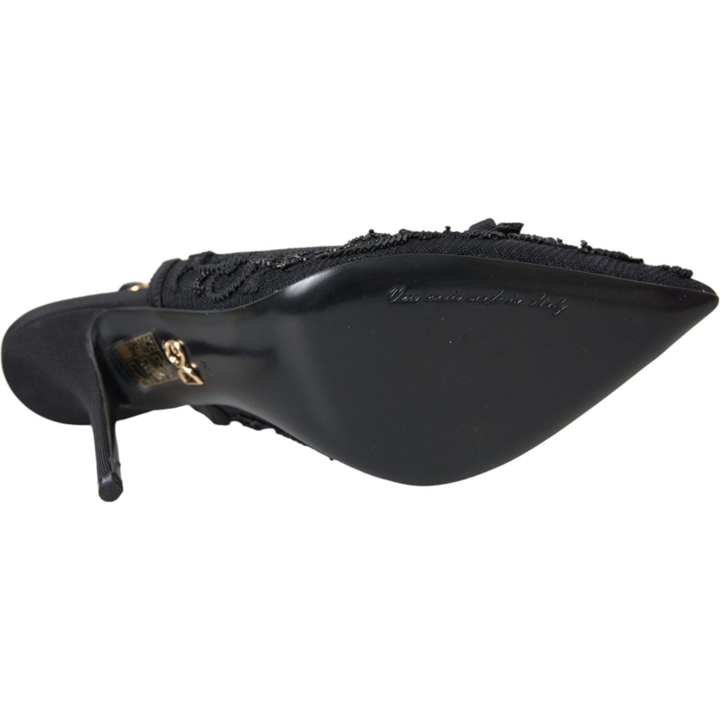 Dolce & Gabbana Black Tulle Ricamo Heels Slingbacks Shoes Dolce & Gabbana Dark Slate Gray