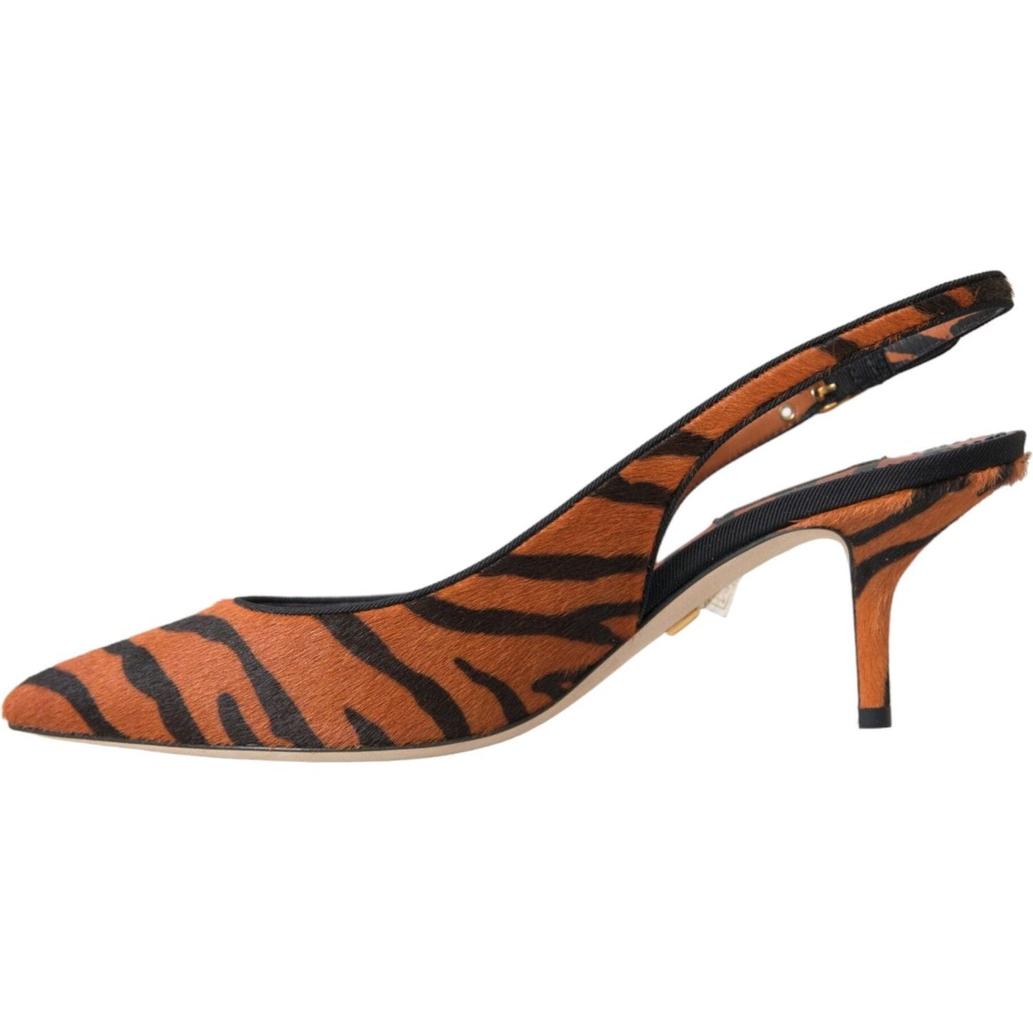 Dolce & Gabbana Black Orange Zebra Leather Slingbacks Shoes Dolce & Gabbana Sienna