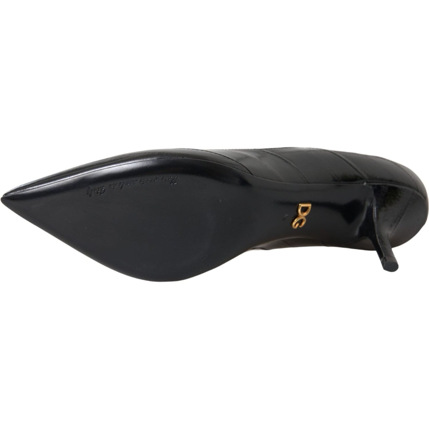 Dolce & Gabbana Black Eel Leather Kitten Heels Pumps Shoes Dolce & Gabbana Dark Slate Gray