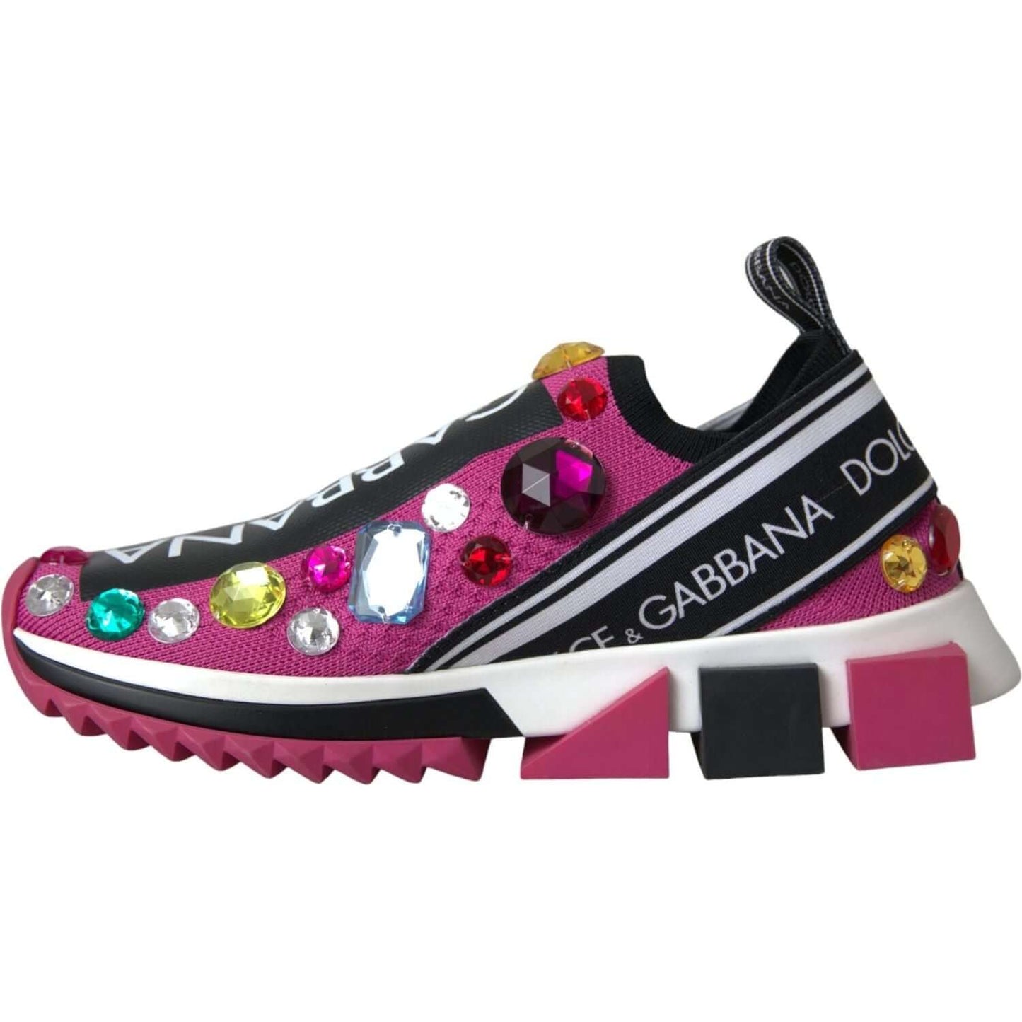 Dolce & Gabbana Pink Sorrento Crystals Sneakers Shoes Dolce & Gabbana Maroon