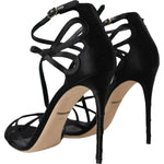 Dolce & Gabbana Black Keira Satin Heels Sandals Shoes