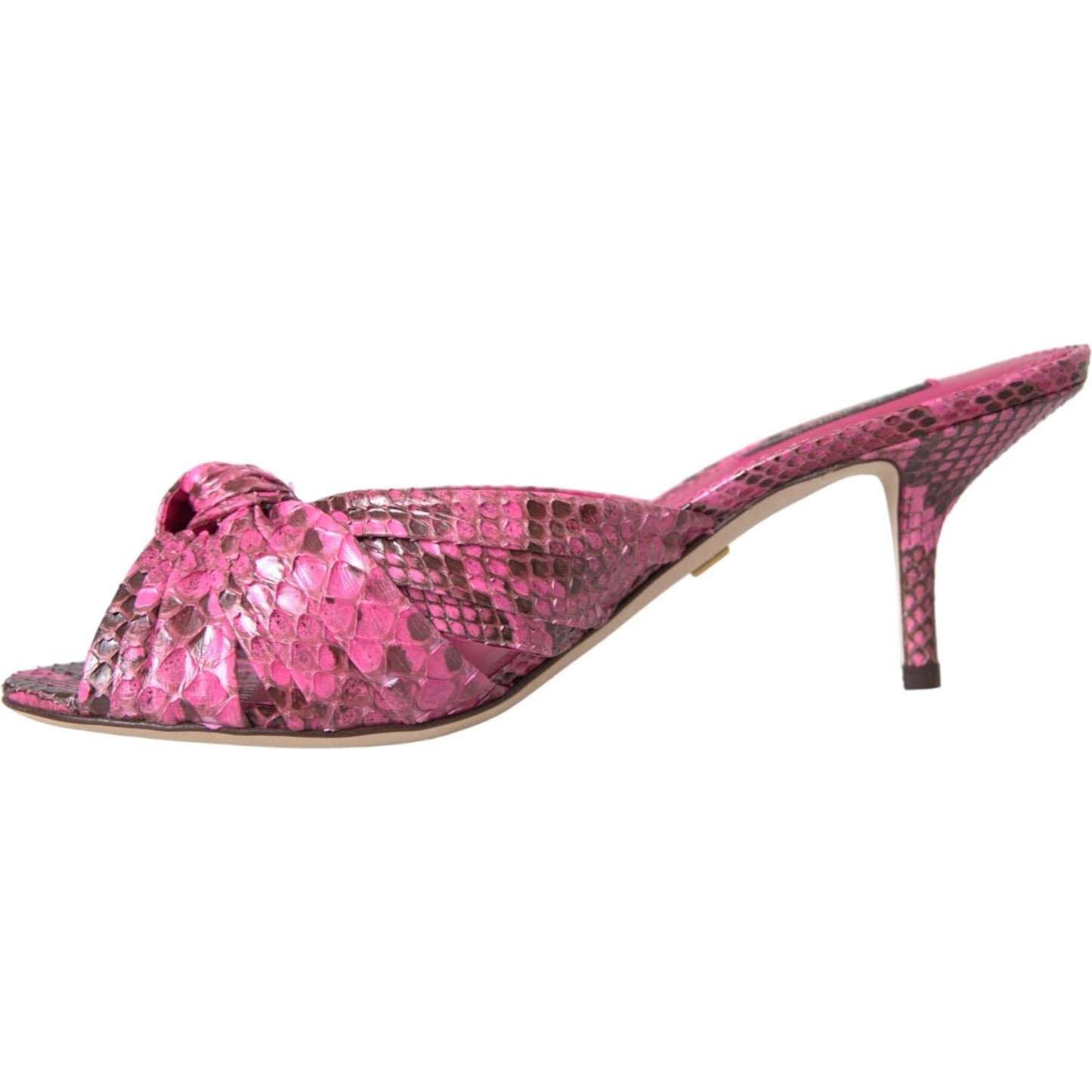 Dolce & Gabbana Pink Exotic Leather Kitten Heels Slides Shoes Dolce & Gabbana Maroon