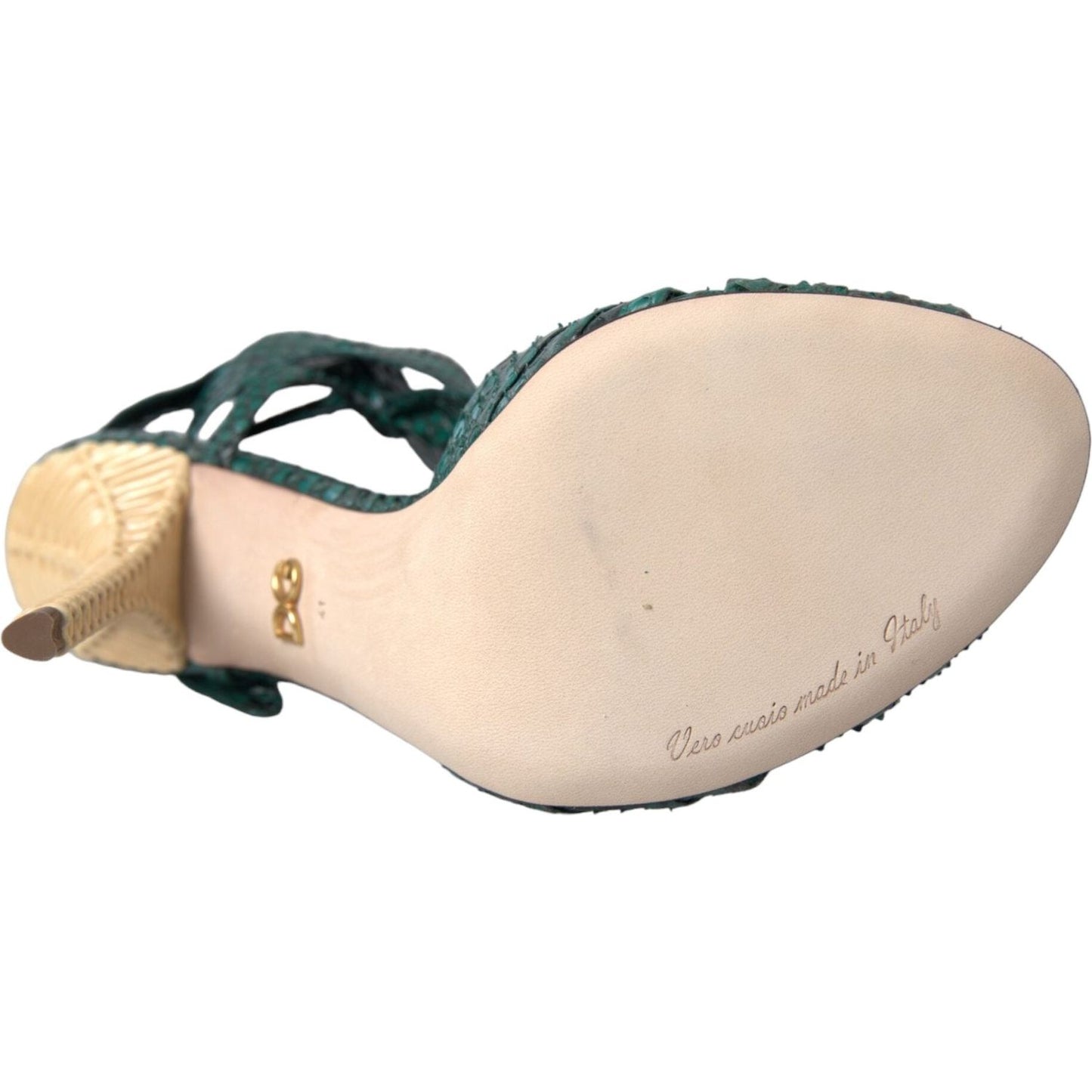 Dolce & Gabbana Green Exotic Leather Heels Sandals Shoes Dolce & Gabbana Wheat