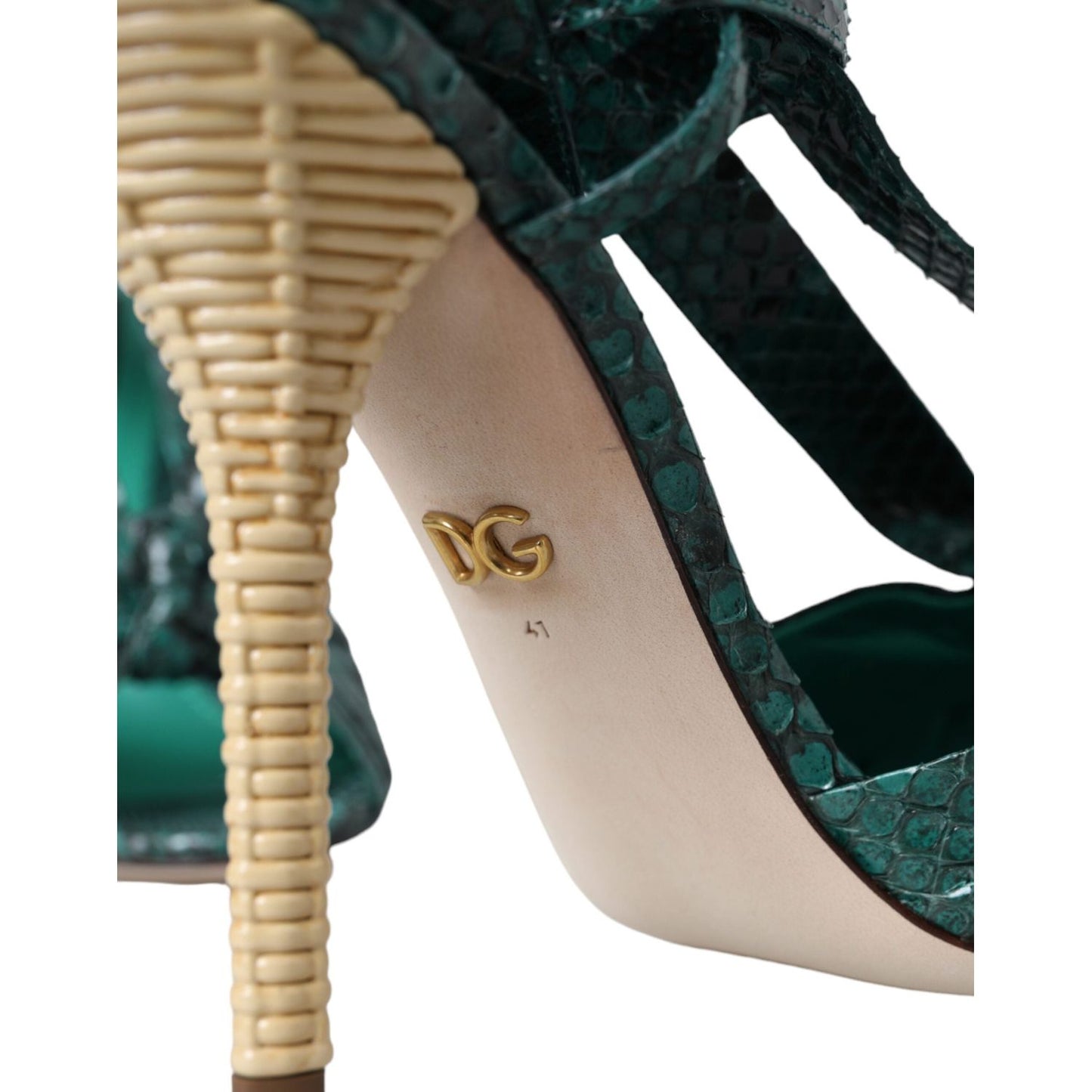 Dolce & Gabbana Green Exotic Leather Heels Sandals Shoes Dolce & Gabbana Rosy Brown
