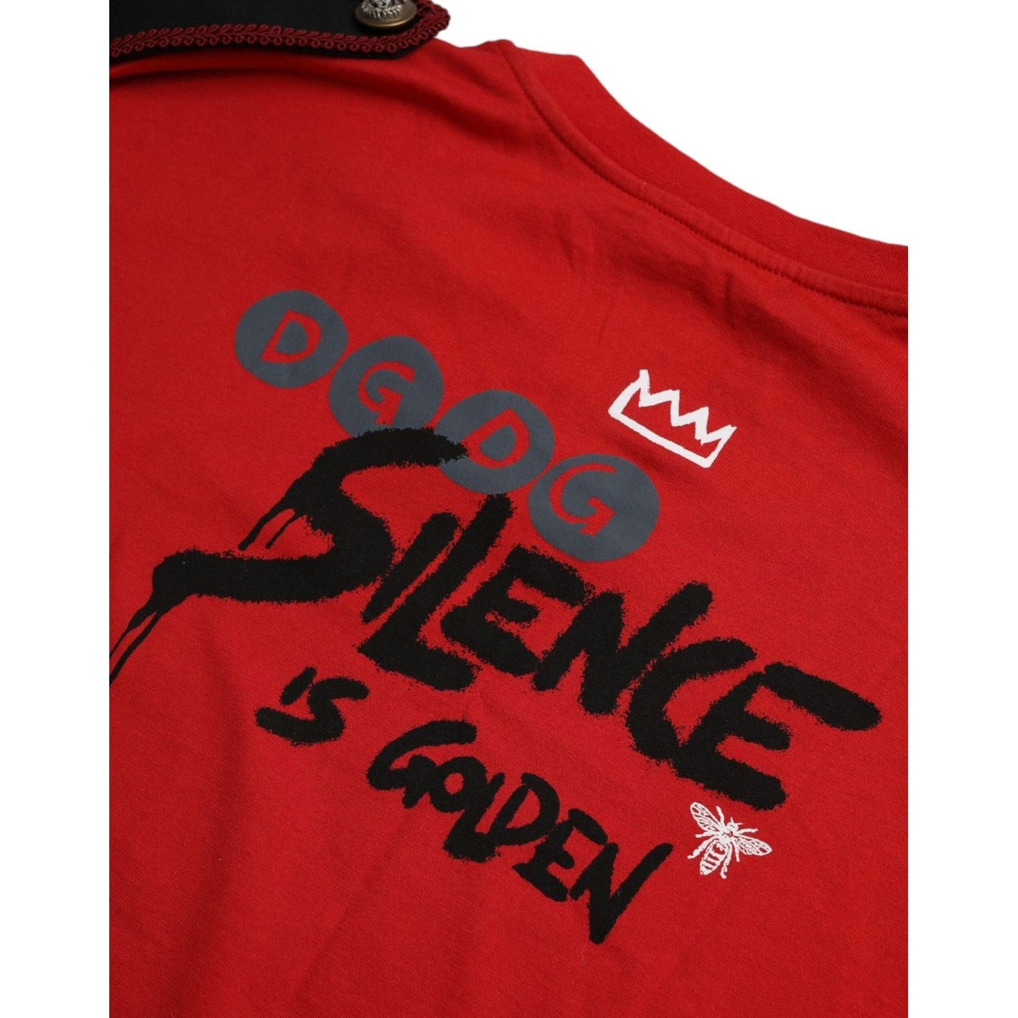 Dolce & Gabbana Red Cotton Graphic Print Crew Neck T-shirt