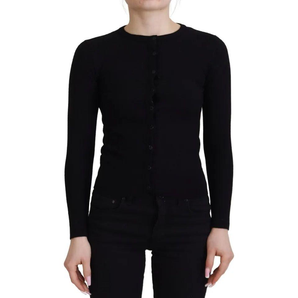 Dolce & Gabbana Black Button Down Slim Cardigan Wool Sweater TSH82981-40
