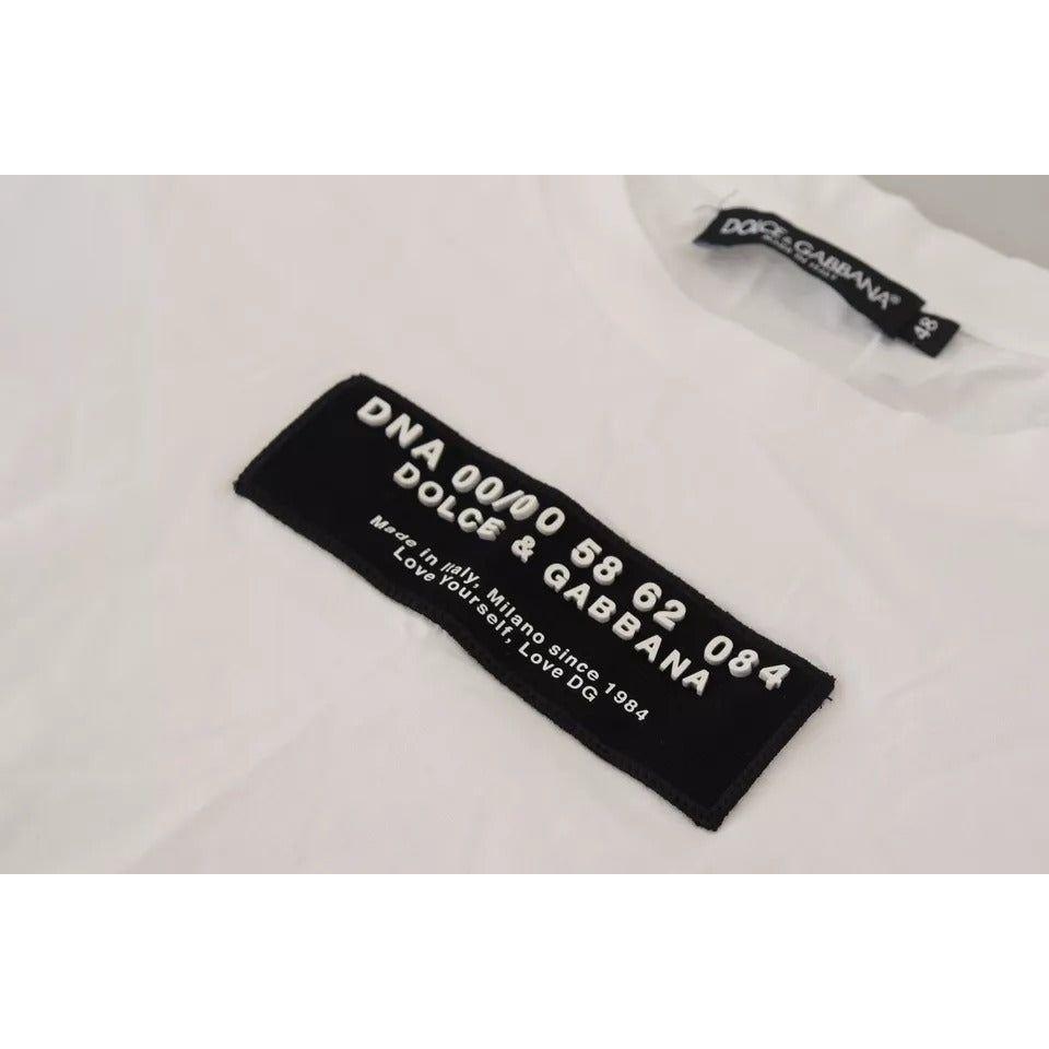 Dolce & Gabbana White Cotton DG Appliqué Men Casual T-shirt Dolce & Gabbana Light Gray
