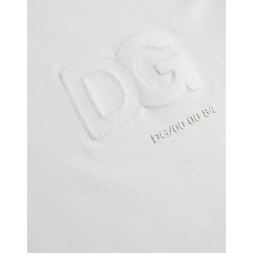 Dolce & Gabbana White Logo Embossed Cotton Crewneck T-shirt Dolce & Gabbana Light Gray