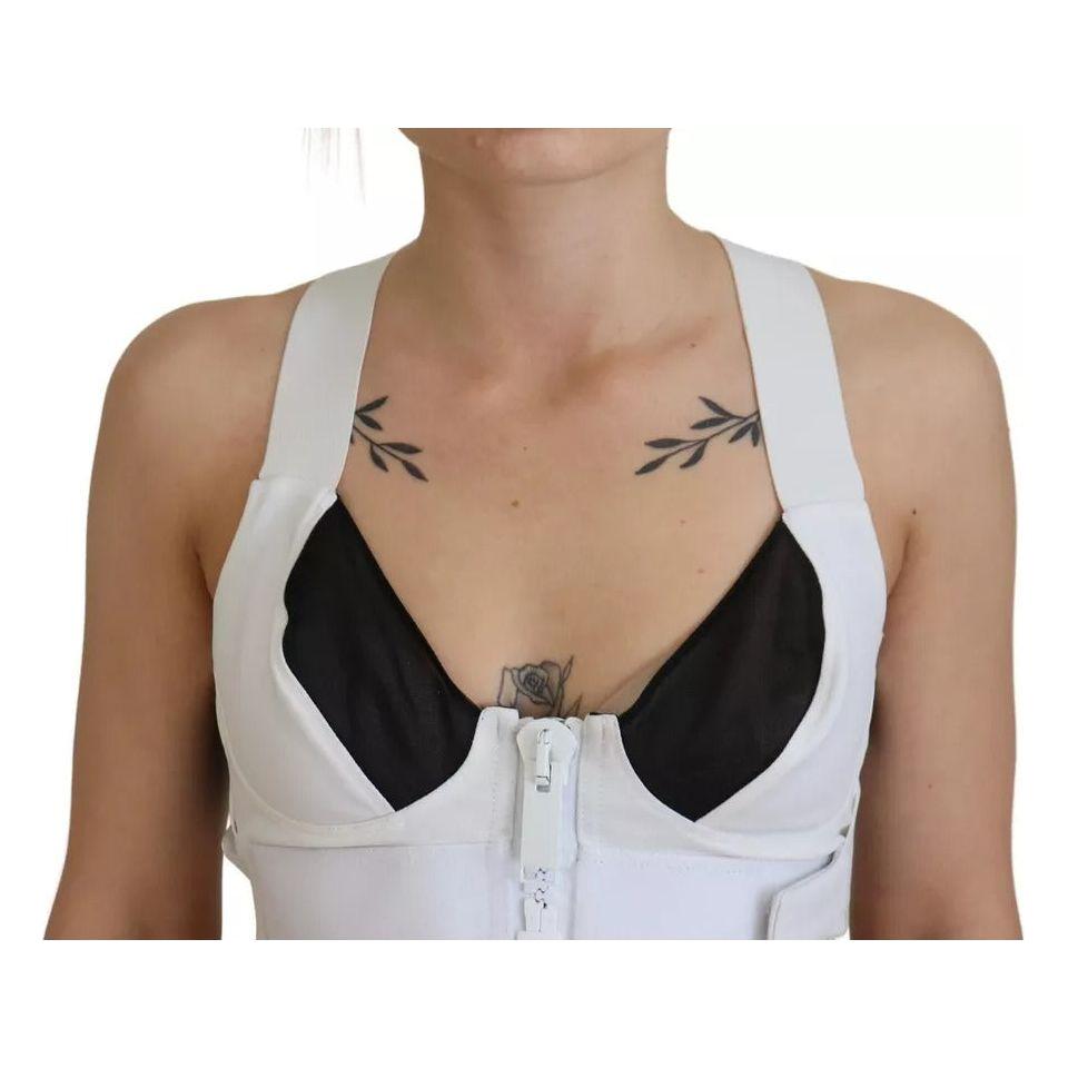 Dolce & Gabbana White Viscose Sleeveless Cropped Bustier Top Dolce & Gabbana Rosy Brown