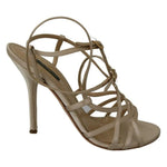 Dolce & Gabbana Gold Silk Ankle Strap Heels Sandals Shoes Dolce & Gabbana Dim Gray