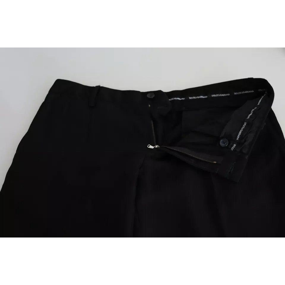 Dolce & Gabbana Black Cotton Stretch Dress Formal Pants Dolce & Gabbana Black