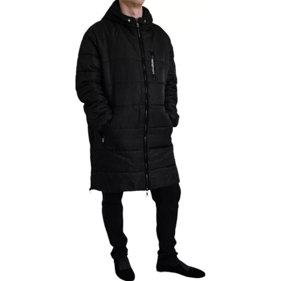 Dolce & Gabbana Black Nylon Hooded Parka Coat Winter Jacket Dolce & Gabbana Black
