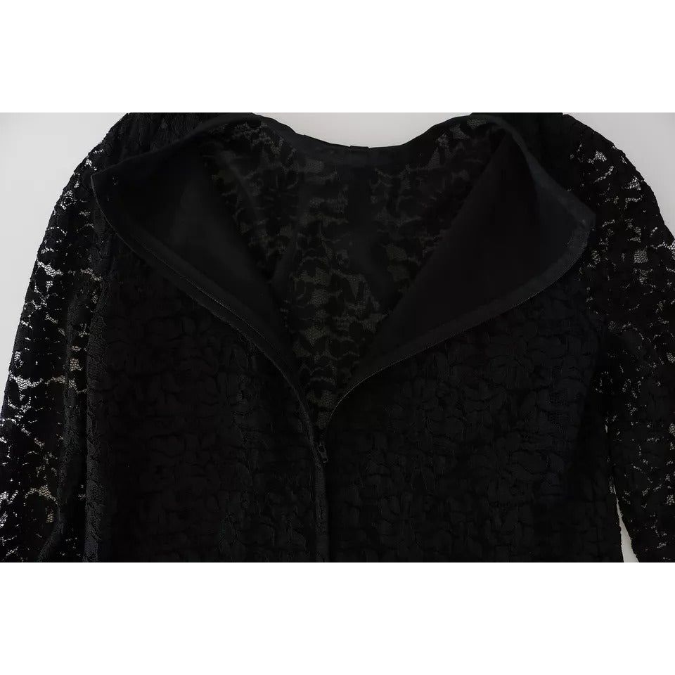 Dolce & Gabbana Black Lace Long Sleeve Blouse Nylon Top Dolce & Gabbana Black