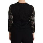 Dolce & Gabbana Black Lace Long Sleeve Blouse Nylon Top TSH4259-38
