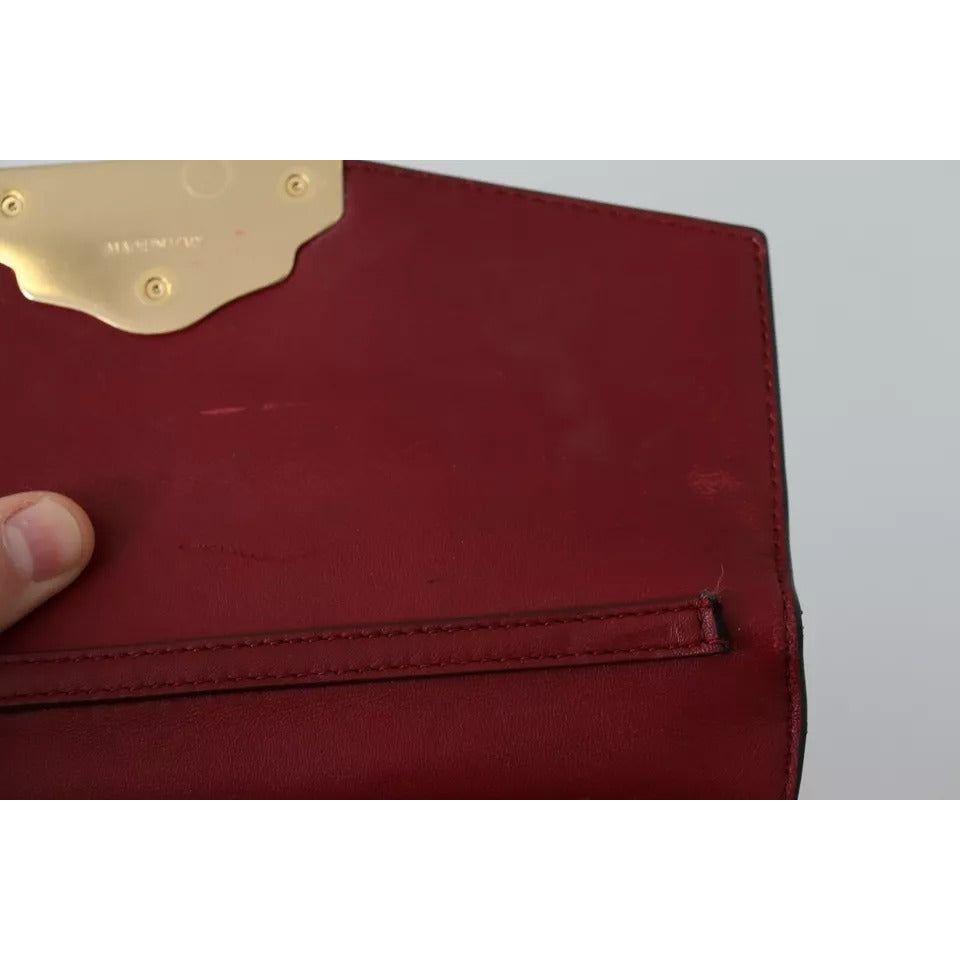 Dolce & Gabbana Black Leather Gold Metal Mini Women Purse Bag Lucia Wallet Dolce & Gabbana Dark Red