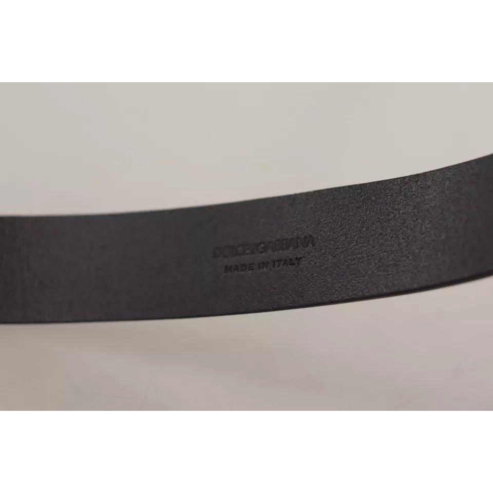 Dolce & Gabbana Black Calf Leather Logo Engraved Metal Buckle Belt Dolce & Gabbana Dark Slate Gray