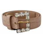 Dolce & Gabbana Beige Leather Crystal Buckle Women Belt WMB235-60