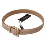 Dolce & Gabbana Beige Leather Crystal Buckle Women Belt WMB235-60